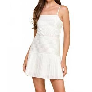 NEW TCEC everly pintuck pleast mini dress in white
